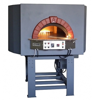 Gas Pizzaofen GR120S-B0, Metallgehäuse mit Backsteinelementen, 135 Pizzen á Ø 30 cm pro Stunde, drehbare & nicht gesondert beheizbare Backfläche, Gewicht 1.600 kg