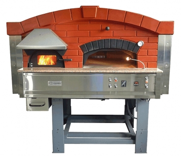 Hybrid Pizzaofen MIX120R mit Holz und Gas, Backsteinstil, 135 Pizzen á Ø 30 cm pro Stunde, drehbare & nicht beheizbare Backfläche, Gewicht 1.950 kg