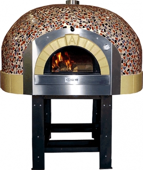 Wood pizza oven D100K, dome with mosaic stones, 60 pizzas á Ø 30 cm per hour, fixed & unheated baking surface, weight 1.100 kg