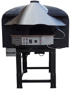Hybrid pizza oven MIX85RK with wood and gas, dome with silicone coating, 75 pizzas á Ø 30 cm per hour, rotating and unheated baking surface, weight 950 kg