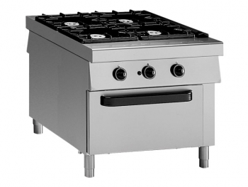 Modular Gas range, 4 burner, with electric oven, 800x1100x850mm