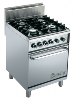 Gas stove, 6 burners, with electric air circulating oven, 600x65