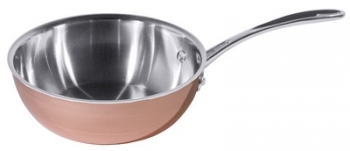 Copper Flambé Pan, with pouring rim and riveted stick handle