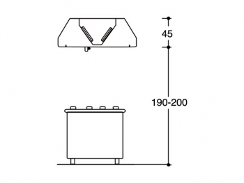 Central Hood, Trapezoidal shape, with lighting, Series 1300, 2000mm length