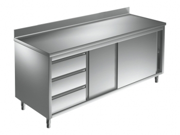 Cupboard SERIE 600, with Upstand and a drawer unit left, 1700mm length