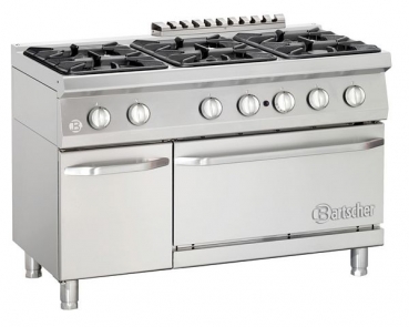 Gas stove, 6 burners, with gas oven, 1200x700x900mm