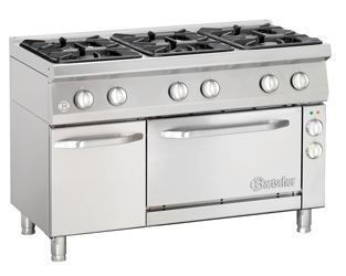 Bartscher Gas stove, 6 burners, with electric air circulating ov