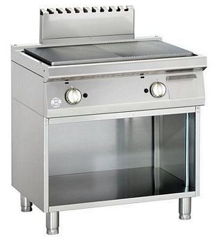 Griddle plate, 1/2 smooth and 1/2 grooved, 14 kW, 800x700x900mm