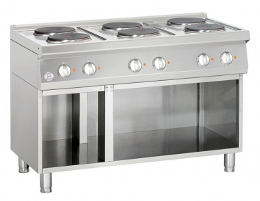 Electric stove, 6 hot-plates, with open base frame, 1200x700x900