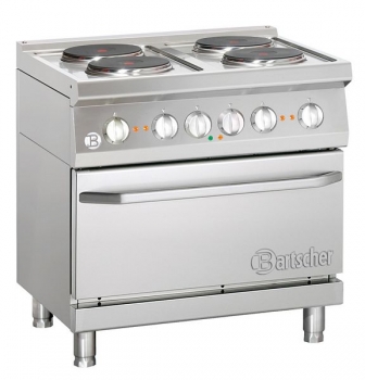 Bartscher Electric stove, 4 hot-plates, with electric oven