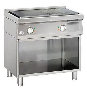 Griddle plate, 1/2 smooth and 1/2 grooved, 10 kW, 800x700x900mm