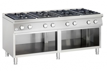 Gas stove, 8 burners, 47 kW, 1800x900x900mm