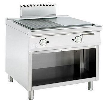 Gas griddle plate, 1/2 smooth, 1/2 grooved, 13,8 kW, 900x900x900