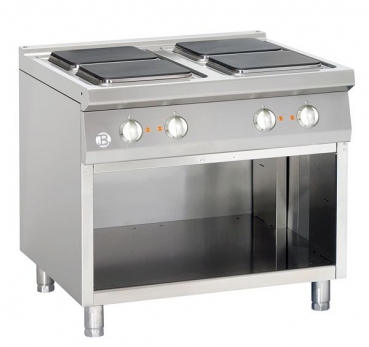 Electric stove, 4 hot-plates, with open base frame, 900x900x900m