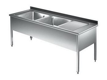 Double sink unit with 2 sinks left, 1900x600x850mm