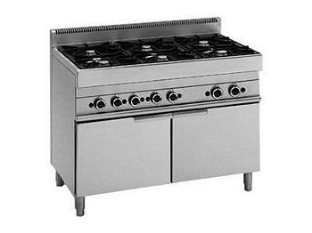 Modular Gas range 6 burner, with  maxi-gas stove, 1100x650x850mm