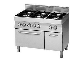 Modular Gas range 6 burner, with gas oven, 1100x700x850mm