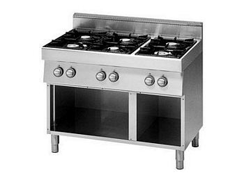 Modular Gas range 6 burner, open base, 1100x700x850mm