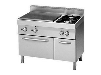 Modular 2 burner range, with solid top, gas oven, 1100x700x850mm