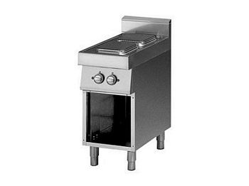 Modular Electric range 2 plates, with open base, 400x700x850mm