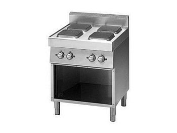 Modular Electric range 4 plates, with open stand, 700x700x850mm