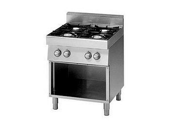 Modular Gas stove 2 burner, open base, 18,4 kW, 700x700x850mm