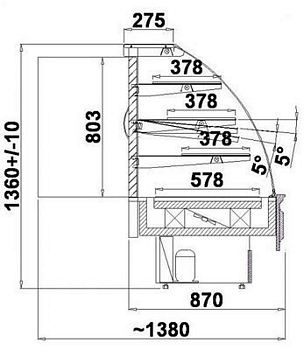Showcase cake Mexico Petro 0,9 compressor 910x865x1360mm