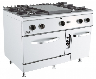 Solid Top Range Gas stove 4 flames 4x6.5 (Kw) I 1x6,5 (kW), 1200x700x (h) 900 with Oven