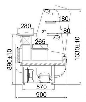 PASTRY CASE Manitoba 3/1.3, 1315x900x1330mm