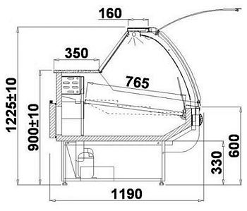 Refrigerated counter ALASKA 1.4S-mod/A, 1290x1190x1225mm