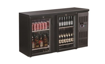 BACKBAR COOLER BLACK WITH 2 GLASS DOORS