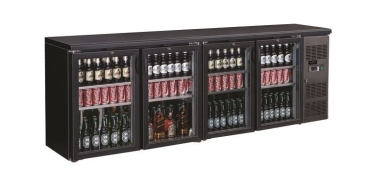 BACK BAR BLACK WITH 4 GLASS DOORS