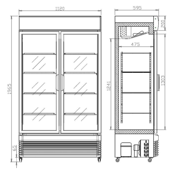 REFRIGERATOR 2 GLASS DOORS BEZ-750 GD