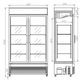 REFRIGERATOR WITH SLIDING GLASS DOORS BEZ-750 SL