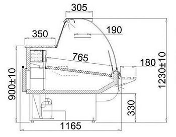 Refrigerated counter ALBERTA 2/2.5S-mod/A, 2460x1165x1230+/-10mm