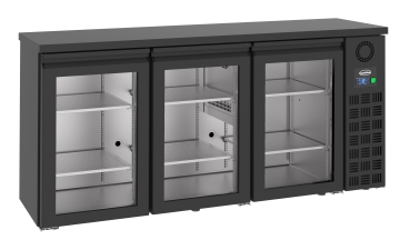 BAR COOLER BLACK WITH 3 GLASS DOORS