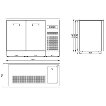 BEER COUNTER WITH 2 DOORS & 1 SINK ON THE RIGHT