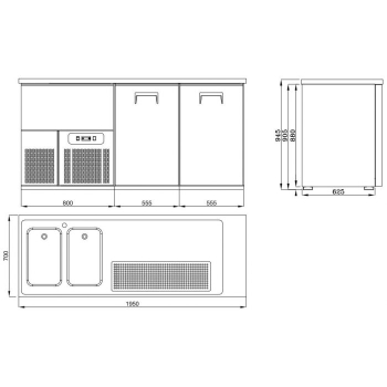 BEER COUNTER 2 DOORS & 2 SINKS LEFT