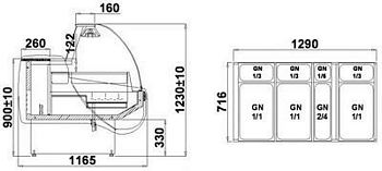 Heated Display ALBERTA 2 B 1.4, 1370 x 1165 x 1230 +/-10mm