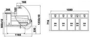 Heated Display ALBERTA 2 B 1.7, 1670 x 1165 x 1230 +/-10mm