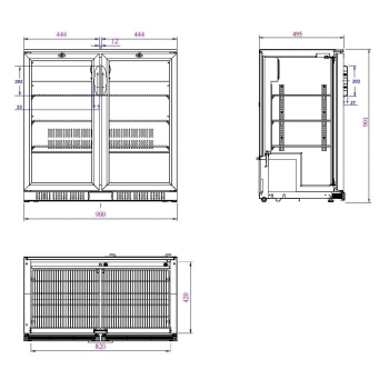 BACKBAR COOLER BLACK 2 SLIDING DOORS