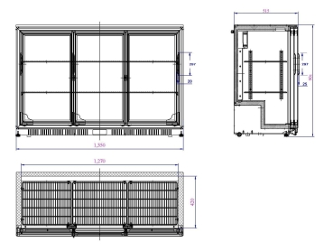 BACKBAR COOLER BLACK 3 SLIDING DOORS