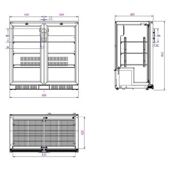 BACKBAR COOLER BLACK 2 DOORS