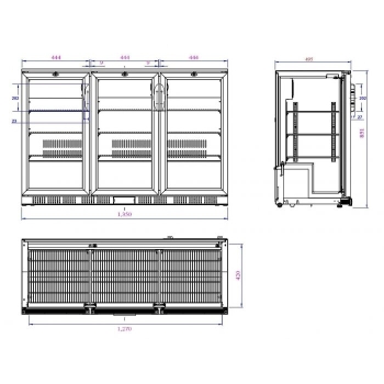 BACKBAR COOLER BLACK 3 DOORS
