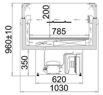 Chest freezer MURES 2.5 mod/A, 2500x1030x960+/-10mm