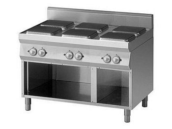 Modular Electric range, 6 burners, 20 kW, 1200x900x850mm