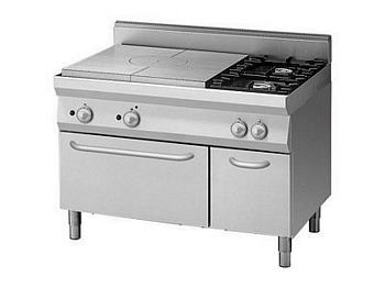 Modular 2 burner gas range, with solid top, 1200x900x850mm