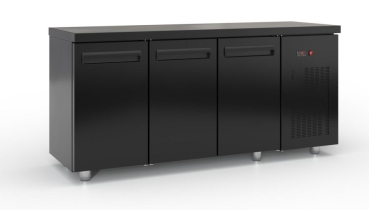 Refrigerated counter with doors and compressor on the right (180x60 cm) in black color