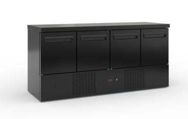 Refrigerated counter with doors and compressor below (180x60 cm) in black color