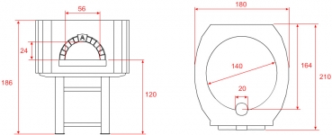 Wooden pizza oven D140S, metal dome, 150 pizzas á Ø 30 cm per hour, fixed & unheated baking surface, weight 1.700 kg
